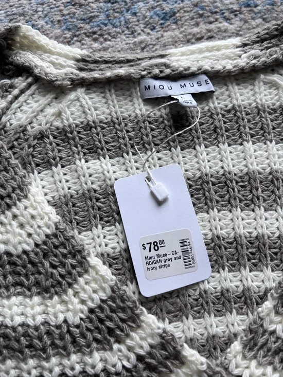 NWT Miou Muse striped knit cardigan - Picture 3 of 3